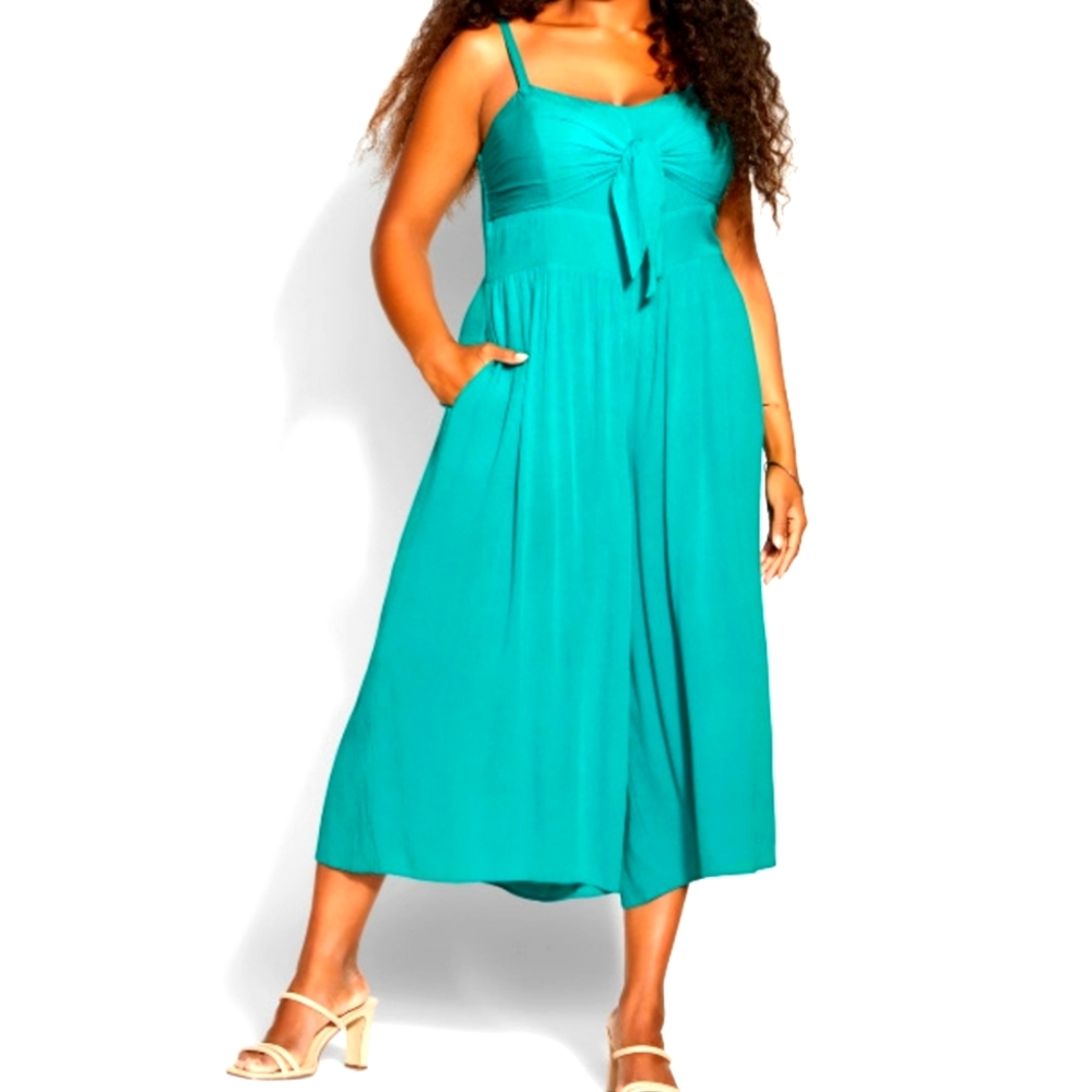 NWT City Chic Tie Front Jumpsuit 22W in Koi